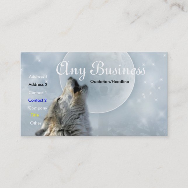 Carte de visite 02customizable de loup d'hurlement (Devant)