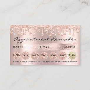 Carte De Visite 100 Lashes Rendez-vous rappel Rose Crystal Drips