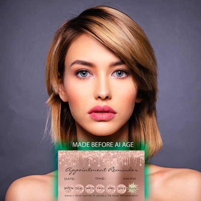 Carte De Visite 100 Lashes Rendez-vous rappel Rose Gold Drips (100 Lashes Appointment Reminder Rose Gold Drips Business Card)
