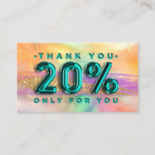 Carte De Visite 100 Logo QRCODE 20%OFF Code Holographique Turquois