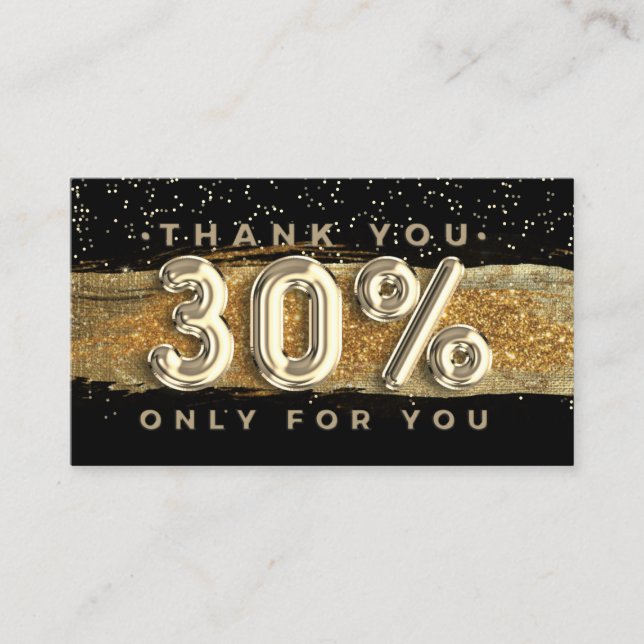 Carte De Visite 100 Logo QRCODE 30%OFF Merci Black Gold (Devant)