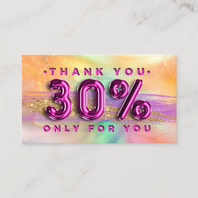 Carte De Visite 100 Logo QRCODE 30%OFF Merci Pinky Holographique (Devant)