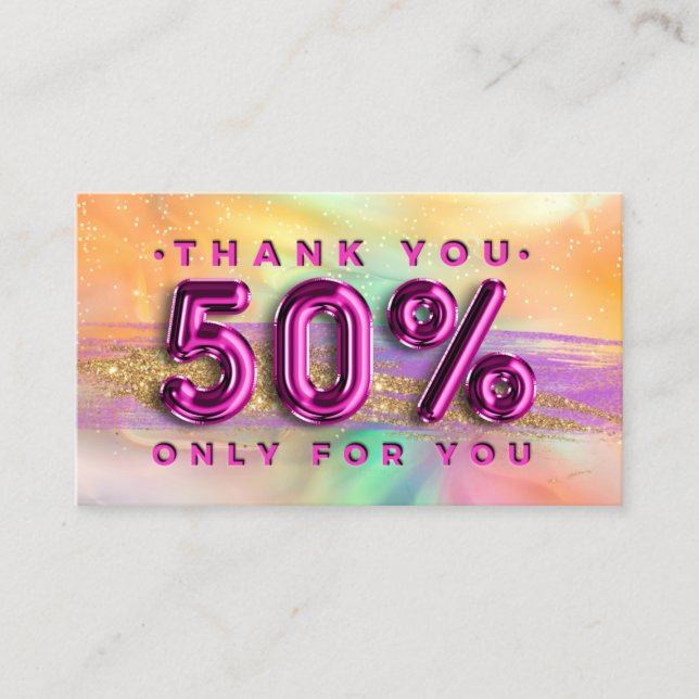 Carte De Visite 100 Logo QRCODE 50%OFF Merci Pinky Holographique (Devant)