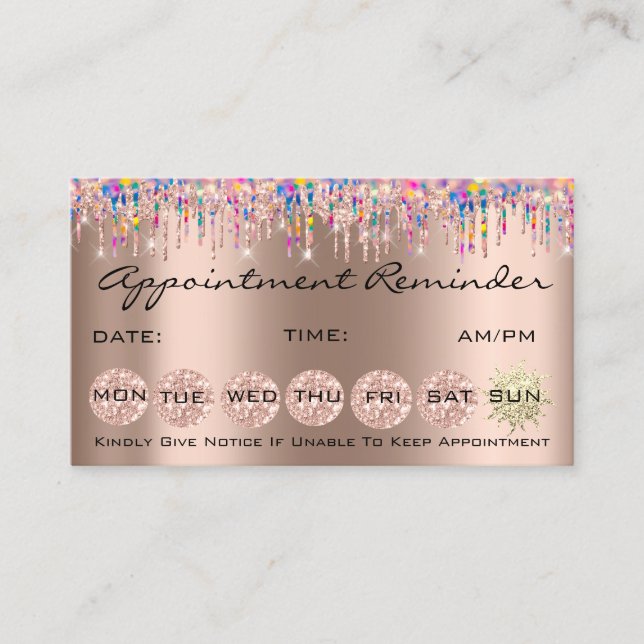 Carte De Visite 100 ongles Rendez-vous rappel Holographe Rose (Devant)