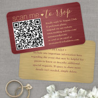 100 Pack Me Scan QR RSVP Burgundy & Gold Mariage