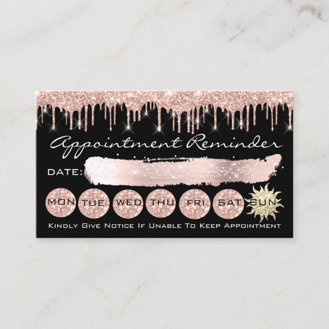 Carte De Visite 100 Rappel de rendez-vous Parties scintillant Rose (Devant)