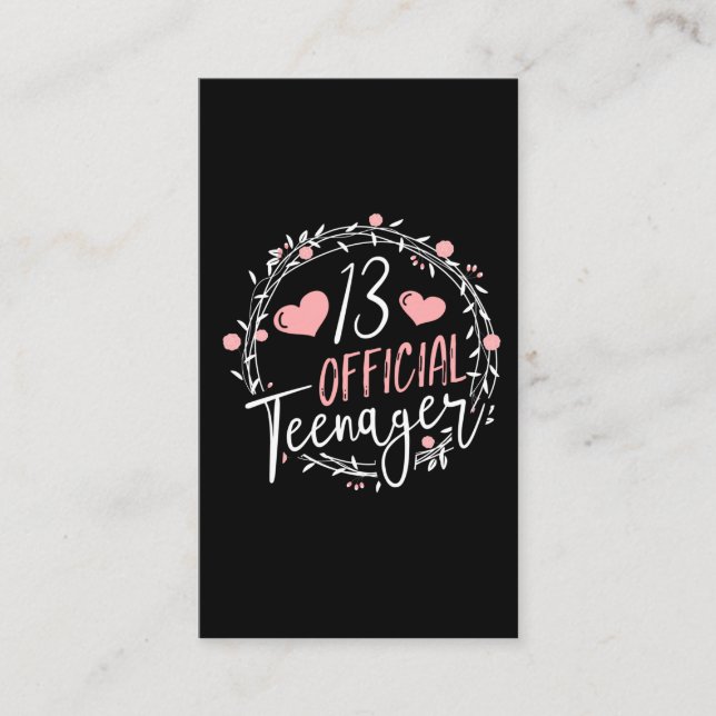 Carte De Visite 13e anniversaire Adolescente officielle 13 ans (Devant)