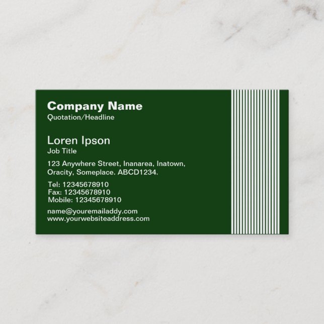 Carte De Visite 17 lignes - Blanc sur Dk Green (Devant)