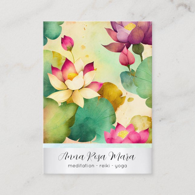 Carte De Visite *~*  1 Art Lotus   PHOTO Nature Flowers QR AP67 (Devant)
