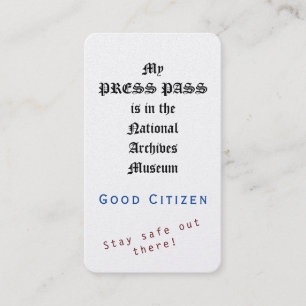 Carte De Visite 1er amendement - Presse Pass - Ne vous laissez pas