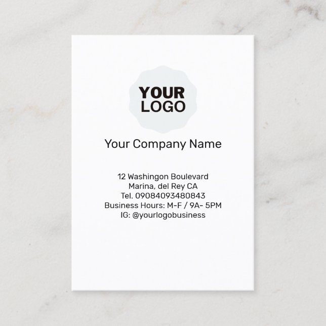 Carte De Visite 2026 Calendar Business Card - SUNDAY Vertical (Devant)