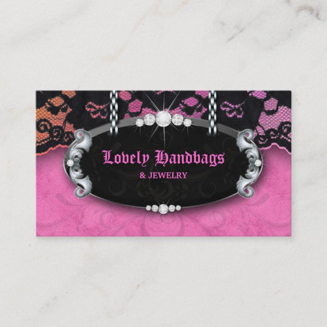 Carte De Visite 232 Bijoux élégants N Diamants de dentelle Pink Su (Devant)