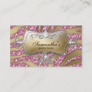 Carte De Visite 232 Bijoux Sparkle Business Zebra Gold Pink Silv