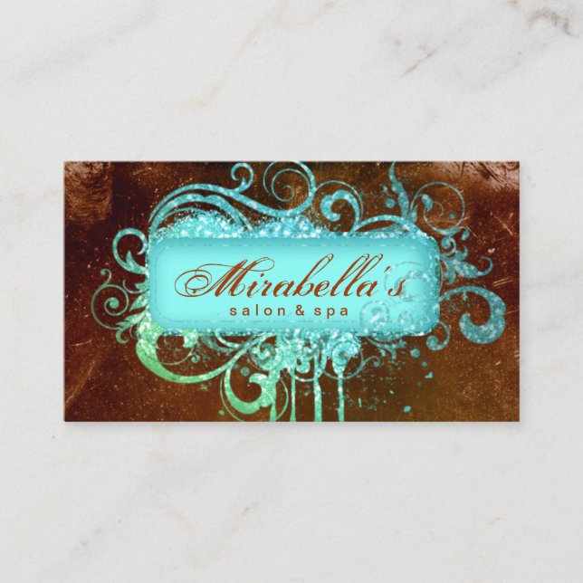 Carte De Visite 232 Grunge Parties scintillant Salon Spa Brown Ble (Devant)