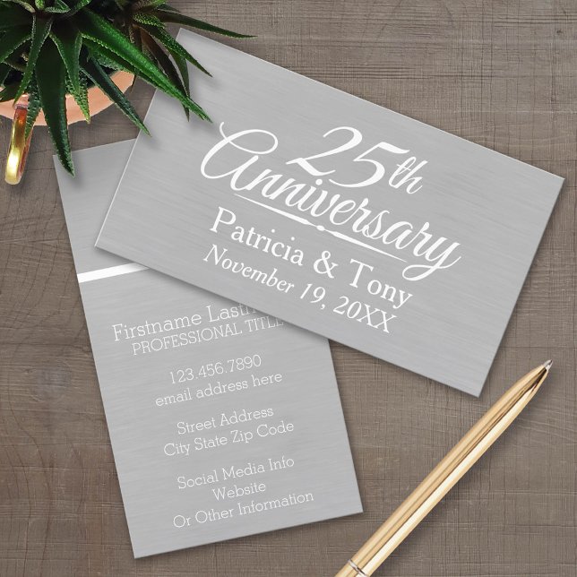 Carte De Visite 25e anniversaire du Mariage Personnalisé (Custom Anniversary Calling Card)
