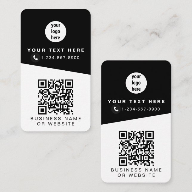 Carte De Visite 2 codes QR 2 Logos professionnels et 2 contacts (Devant / Derrière)