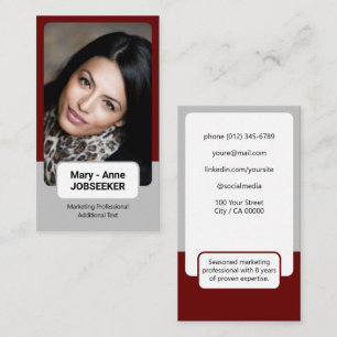 Carte De Visite 2 Coloré Classic Job Seeker Classy Dark Wine Rouge
