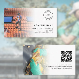Carte De Visite 2 Photos Logo QR Code Toit et Gutter Cleaning