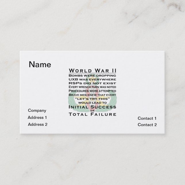 Carte De Visite 2ÈME GUERRE MONDIALE principal d'EOD (Devant)