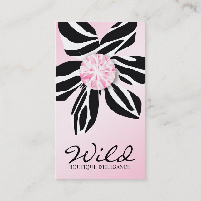 Carte De Visite 311 diamant rose sauvage de la fleur | de zèbre (Devant)