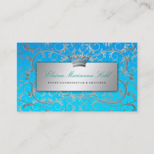 Carte De Visite 311 Fade tropicale bleue divine d'argent