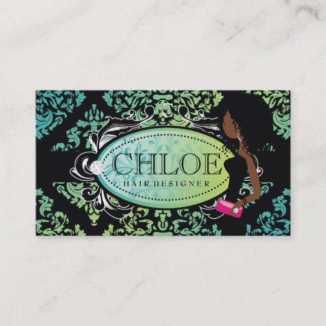 Carte De Visite 311-Luxurieusement Turquoise n Monogramme de Chaux (Devant)