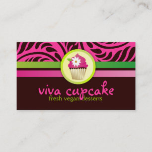 Carte De Visite 311 Viva Cupcake Pink n Green Stripes
