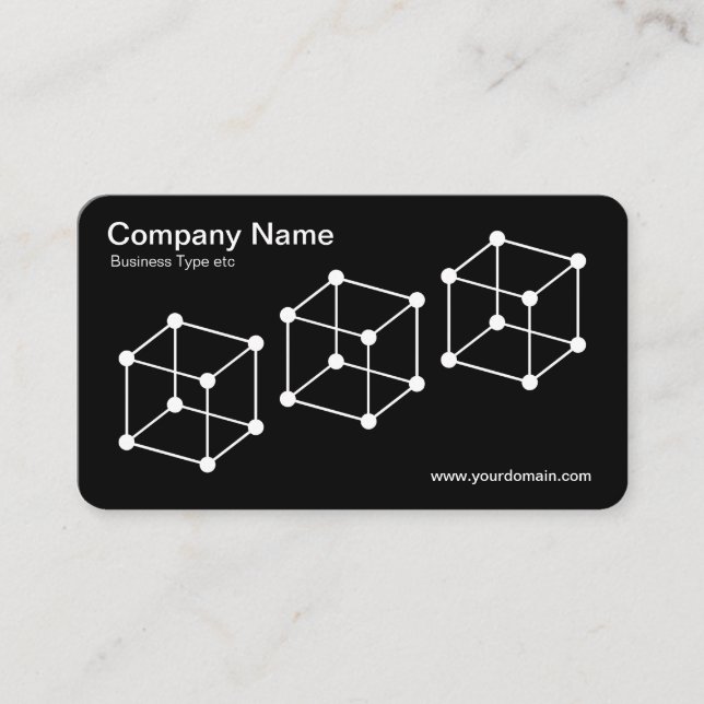 Carte De Visite 3 cubes isométriques - blanc sur noir/noir sur bla (Devant)