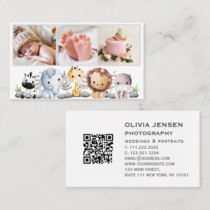 Carte De Visite 3 Photos QR Code Nouveau-né Bébé Photographe