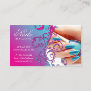 Carte De Visite 455 Nail Salon Loyalty Card Parties scintillant Bl