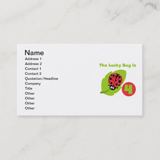 Carte De Visite 4èmes T-shirts et cadeaux d'anniversaire d'insecte (Devant)