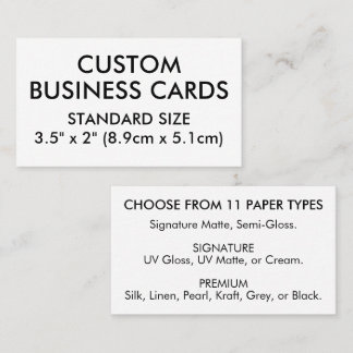 Carte De Visite 50 x Taille STANDARD 3.5" x 2"