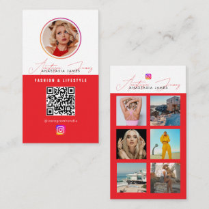 Carte De Visite 6 Code QR Grille de Flux de Photos Réseaux Sociaux
