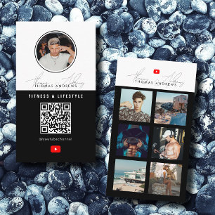 Carte De Visite 6 Photo Feed Grid Vlogger Channel QR Code Homme