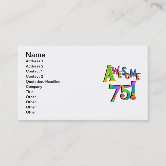 Carte De Visite 75 T-shirts et cadeaux impressionnants (Devant)
