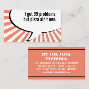 Carte De Visite 99 problèmes mais pizza peint un