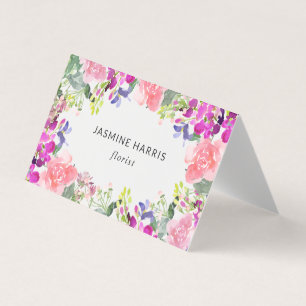 Carte de visite à aquarelle brillante florale