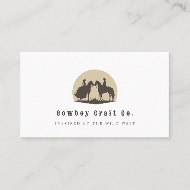 Carte de visite à cheval du couple Cowboy (Devant)