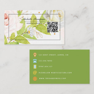 Carte de visite à code QR floral