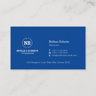 Carte de visite à deux lettres blanc bleu de logo