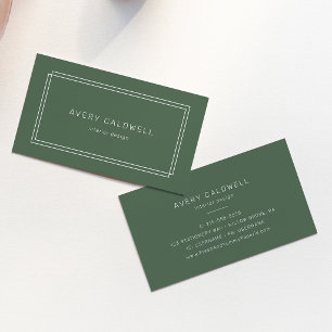 Carte de visite à double cadre vert foncé rustique