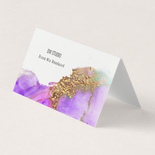Carte de visite à encre rose doré moderne