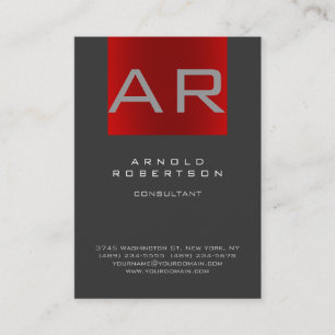 Carte de visite à la mode rouge gris élégant de