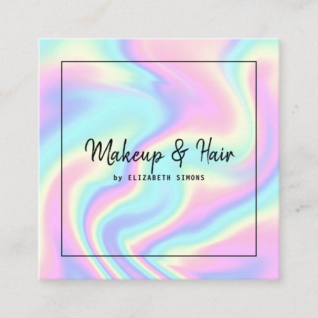 Carte de visite à la texture holographique. (Devant)