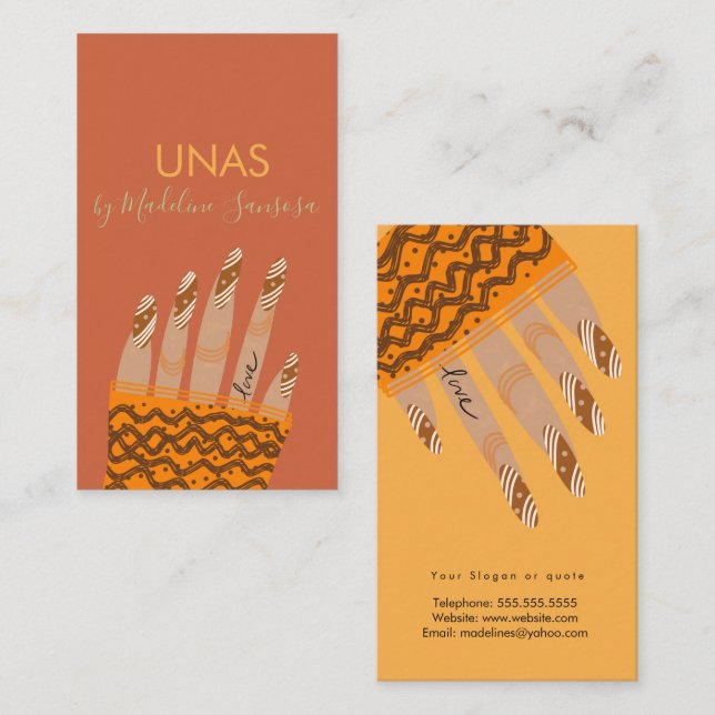 Carte de visite à main du technicien de clou (Devant / Derrière)