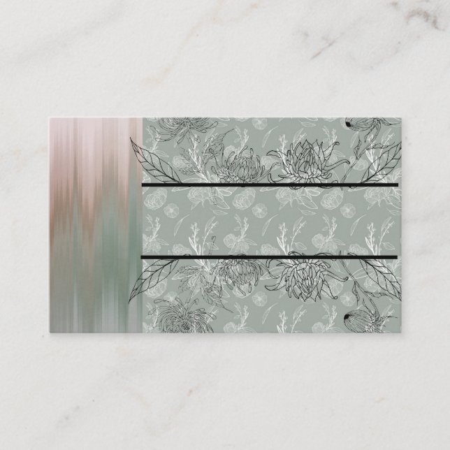  Carte de visite à mélange multiple à fleurs vert  (Devant)