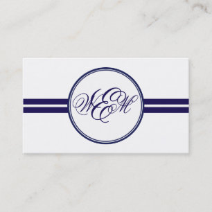 Carte de visite à monogramme avec cadre à rayures
