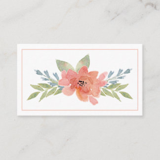 Carte de visite à motif floral pêche élégant aquar
