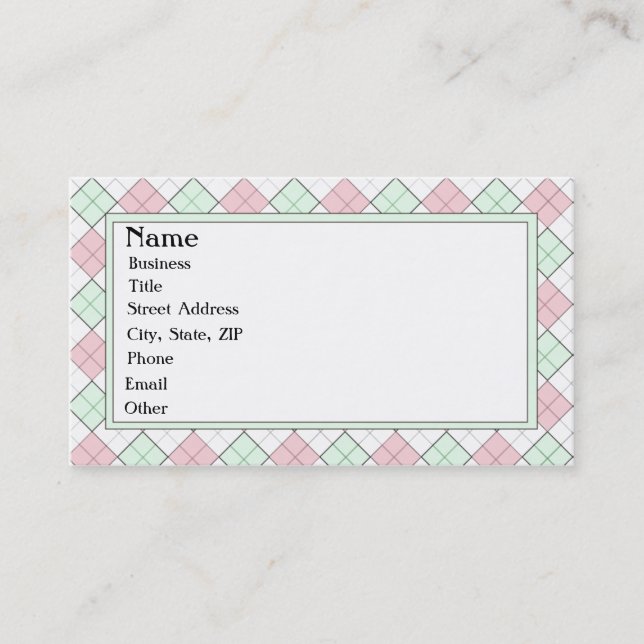 Carte de visite à motifs de losanges (Devant)