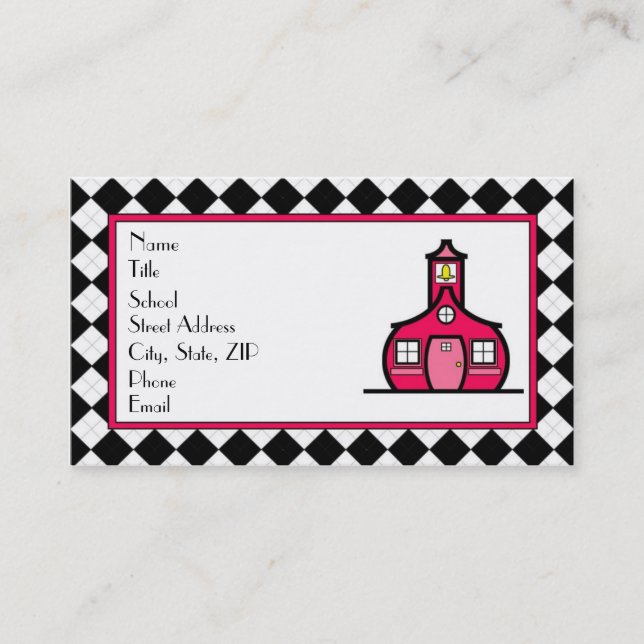 Carte de visite à motifs de losanges de professeur (Devant)